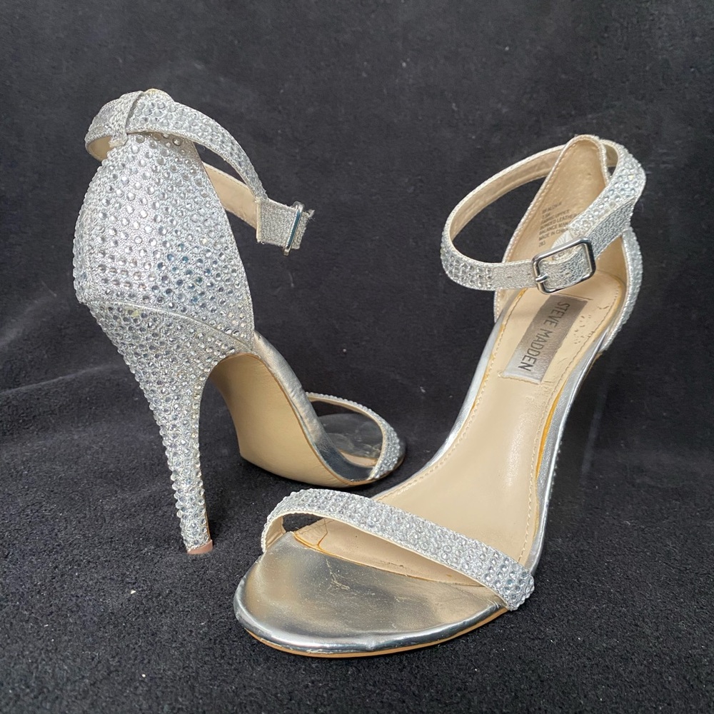 Silver crystal Steve Madden strappy heels